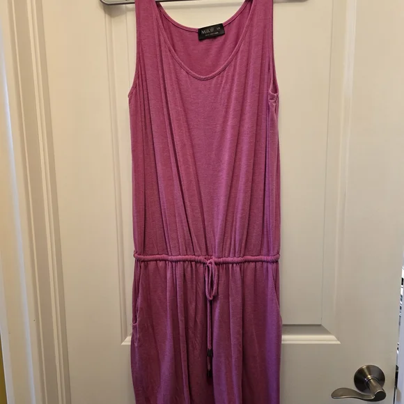 Miik - Red, Pink, Blk & Blk Dot Sleeveless Bamboo Mini Dresses With Pockets - Picture 4 of 13